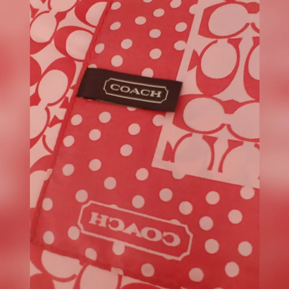 Coach Rust and Pink Patterned Scarf - Picture 5 of 9